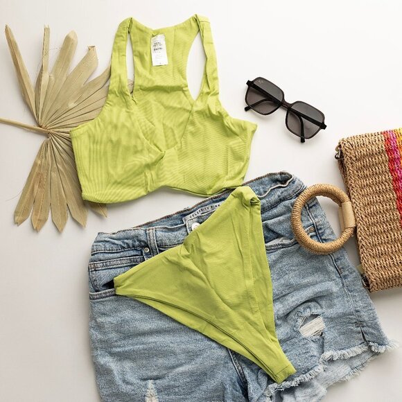 Naked Wardrobe Swim Nwot Naked Wardrobe Lime Green Bikini Set
